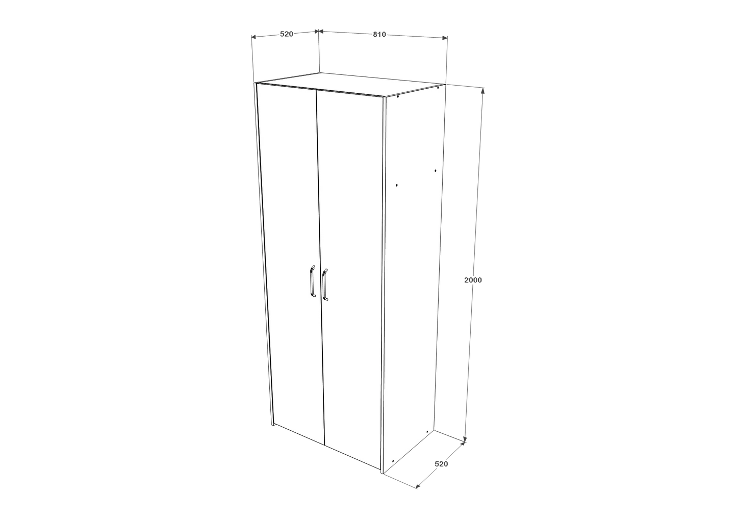 Dulap haaus Malmo, 2 Usi, cu polite, Stejar Alb/Antracit, 81 x 52 x 200 cm