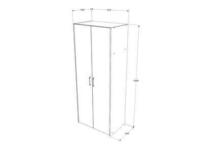 Dulap haaus Malmo, 2 Usi, cu polite, Stejar Alb/Antracit, 81 x 52 x 200 cm