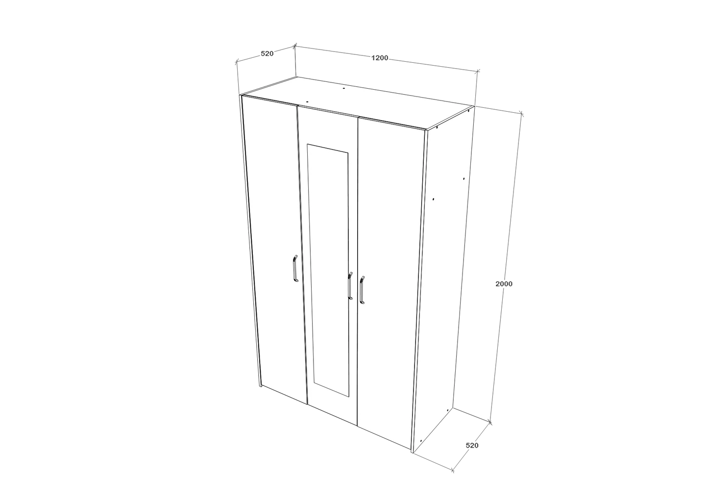 Dulap haaus Malmo, 3 Usi, Stejar Alb/Antracit, 120 x 52 x 200 cm
