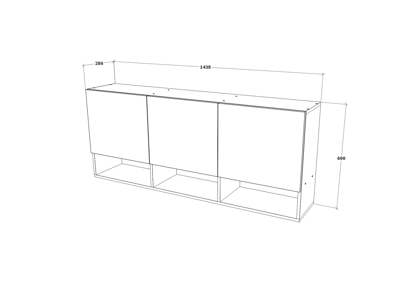 Dulap suspendat haaus Malmo, 3 Usi, Stejar Alb/Antracit, 144 x 27 x 60 cm