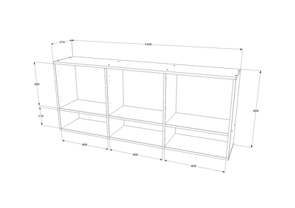 Dulap suspendat haaus Malmo, 3 Usi, Alb, 144 x 27 x 60 cm