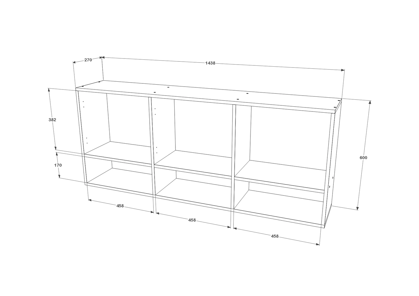 Dulap suspendat haaus Malmo, 3 Usi, Stejar Artisan/Argila, 144 x 27 x 60 cm