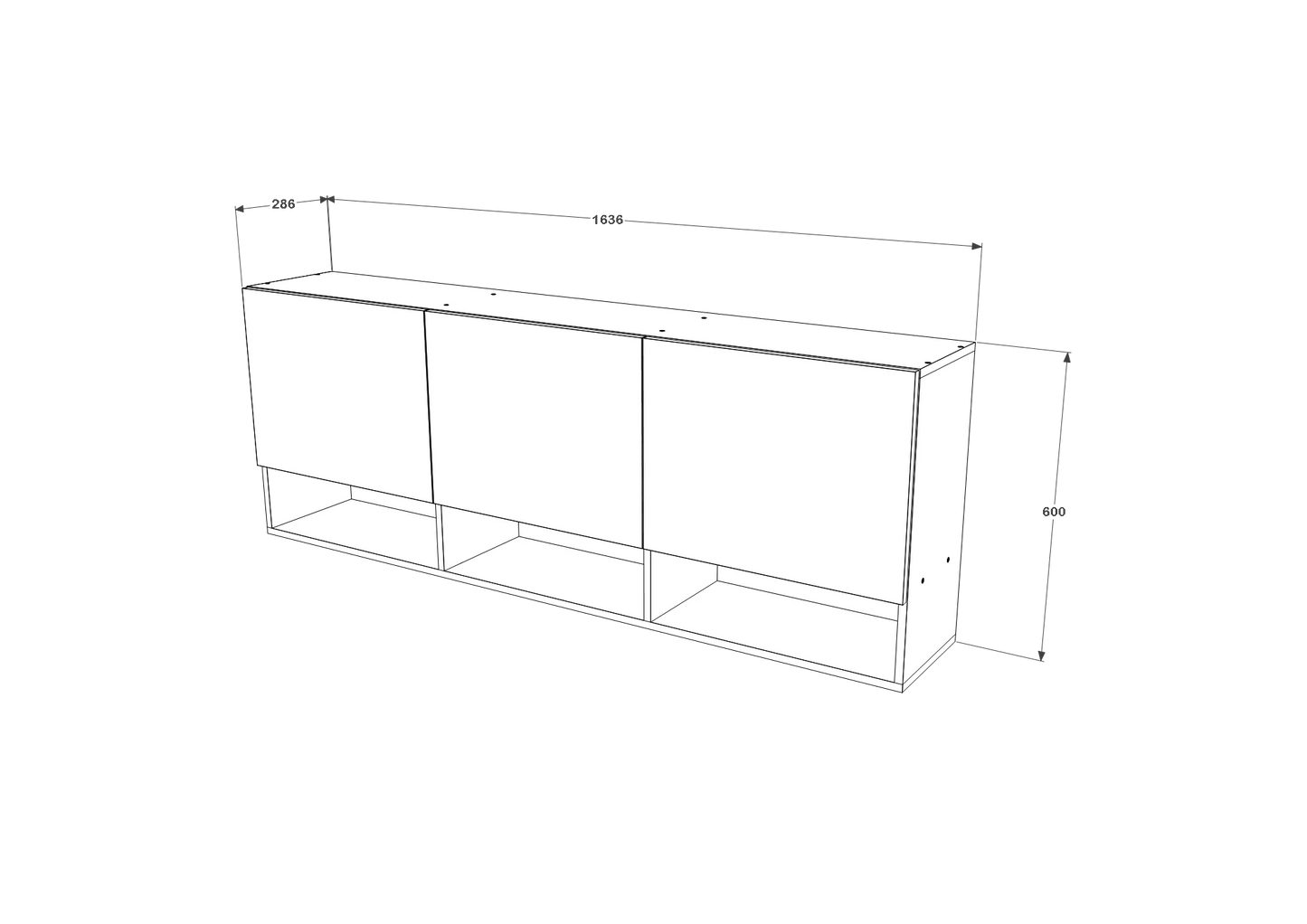 Dulap suspendat haaus Malmo, 3 Usi, Stejar Alb/Antracit, 164 x 27 x 60 cm
