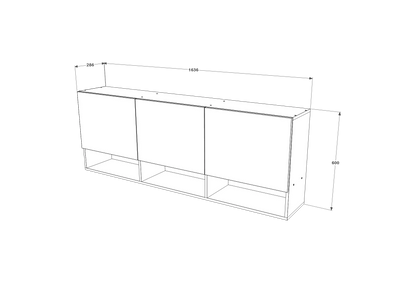 Dulap suspendat haaus Malmo, 3 Usi, Stejar Alb/Antracit, 164 x 27 x 60 cm