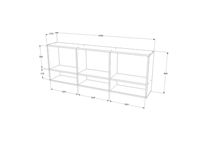 Dulap suspendat haaus Malmo, 3 Usi, Stejar Alb/Antracit, 164 x 27 x 60 cm