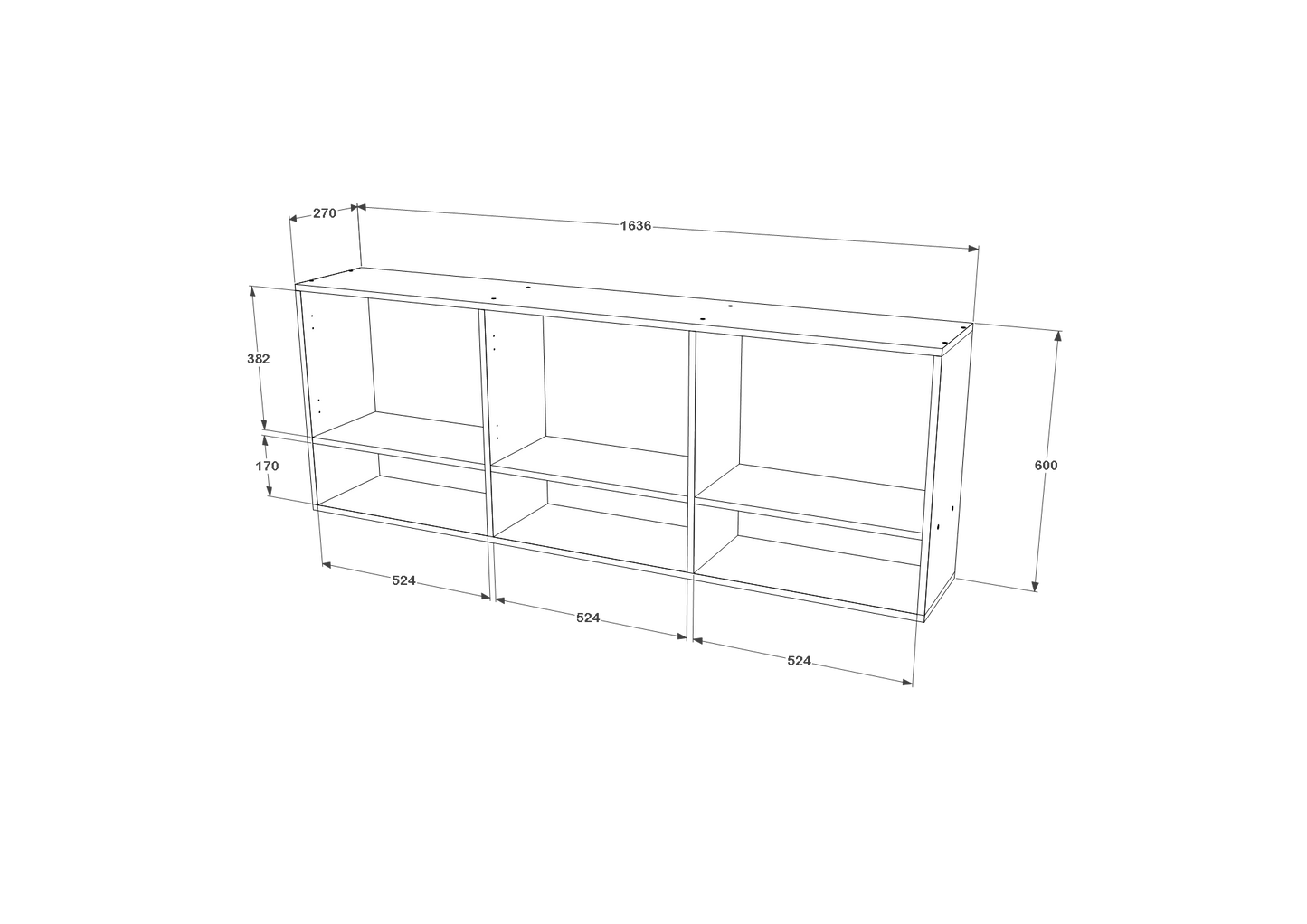 Dulap suspendat haaus Malmo, 3 Usi, Stejar Artisan/Argila, 164 x 27 x 60 cm