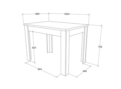 Masa bucatarie haaus Zeta, Stejar Artisan/Alb, 102 x 69 x 75 cm