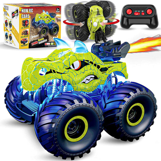 Masina cu telecomanda RC Timebox, 4x4, Dinozaur Monster Truck, lumini LED, Verde