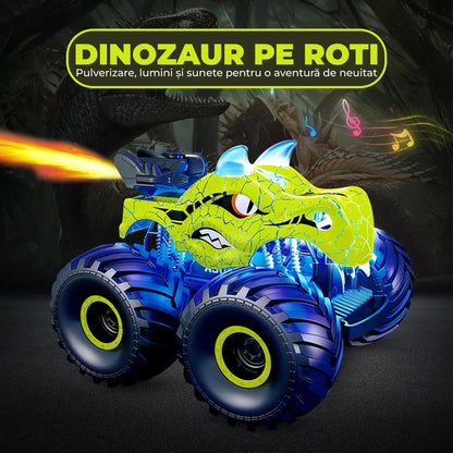 Masina cu telecomanda RC Timebox, 4x4, Dinozaur Monster Truck, lumini LED, Verde