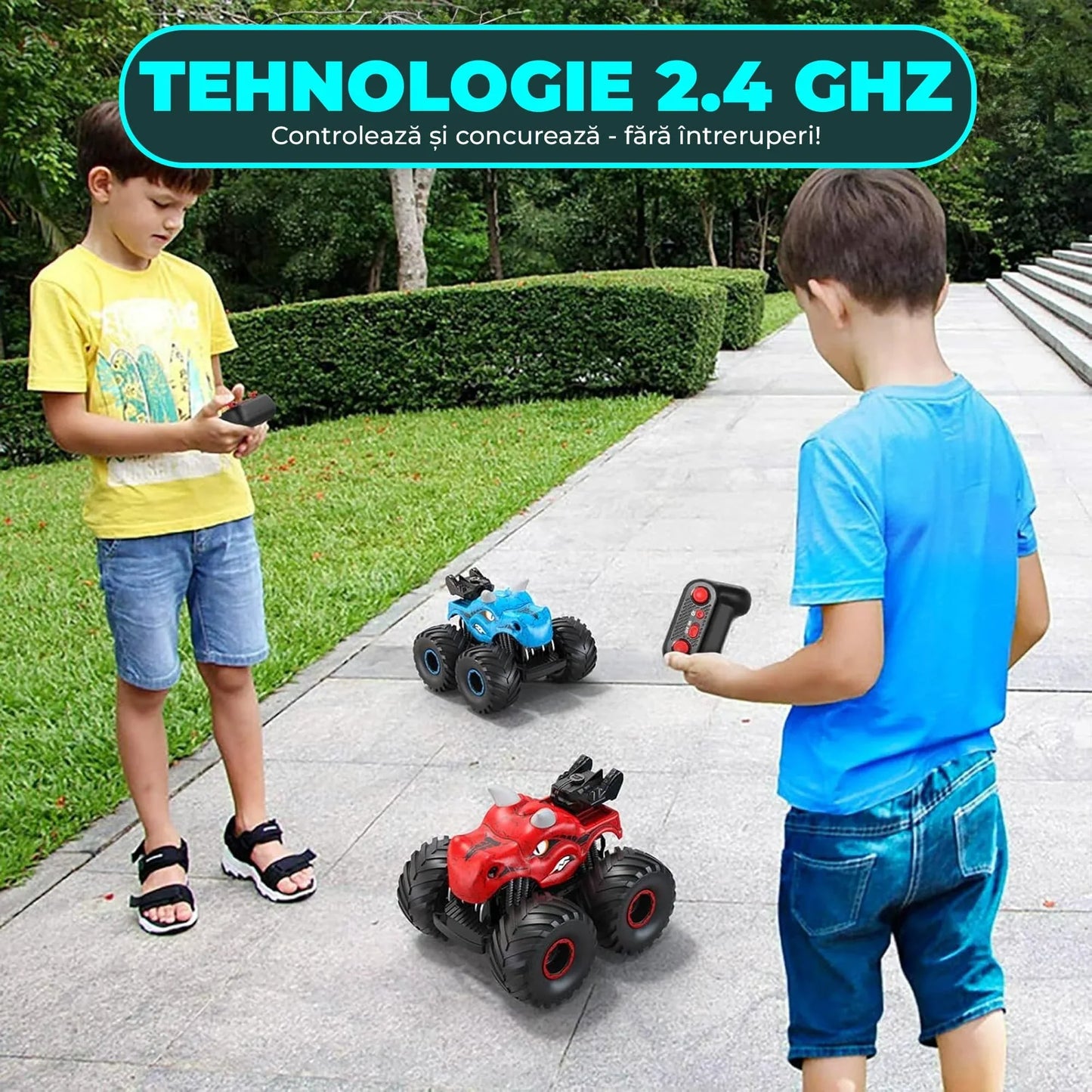 Masina cu telecomanda RC Timebox, 4x4, Dinozaur Monster Truck, Albastru