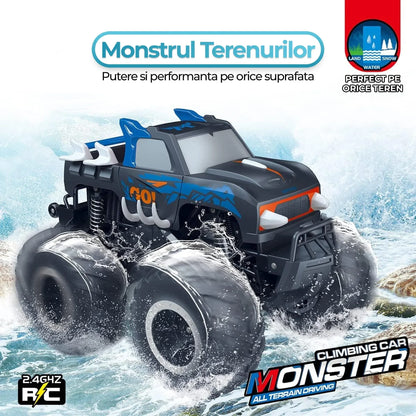 Masina cu telecomanda RC Timebox, 1:16, 4x4, Monster Truck, Negru/Albastru