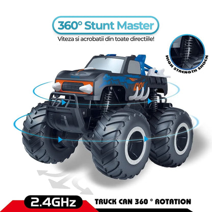 Masina cu telecomanda RC Timebox, 1:16, 4x4, Monster Truck, Negru/Albastru