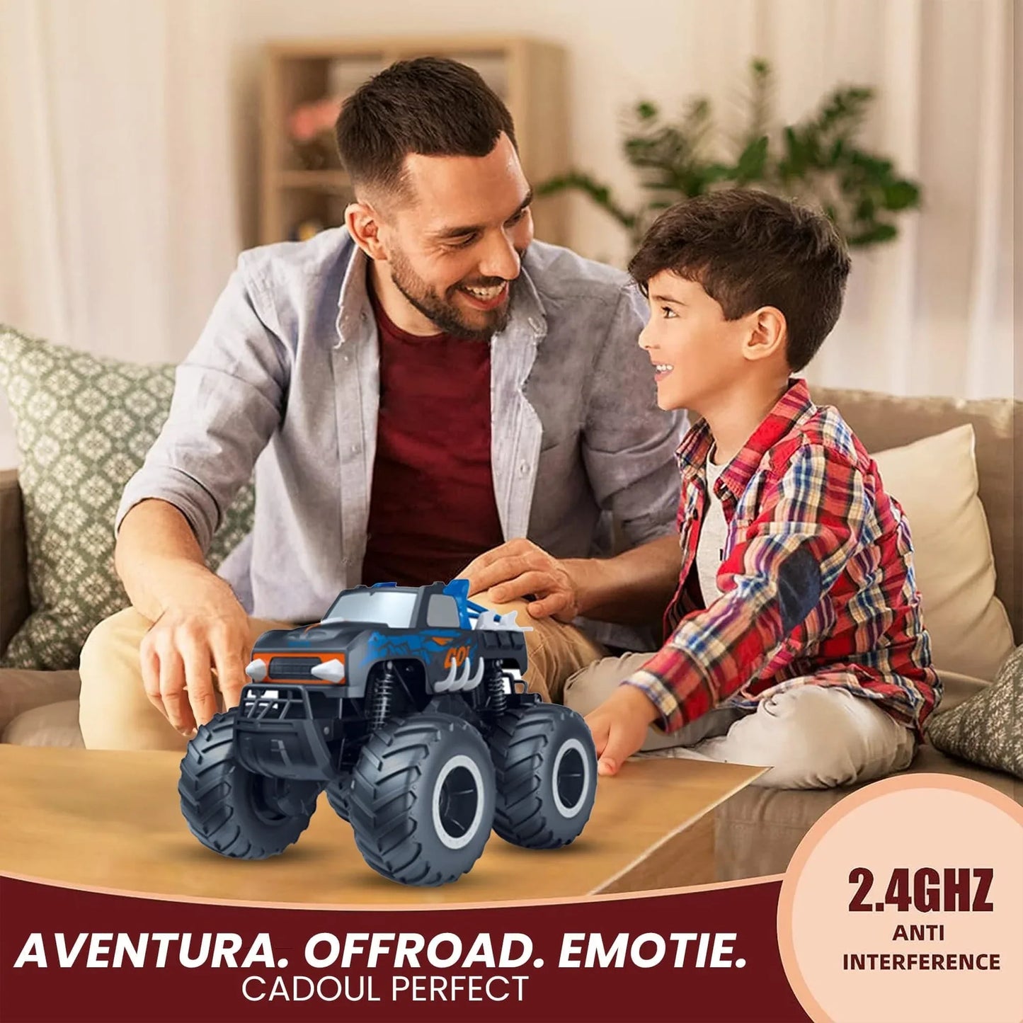 Masina cu telecomanda RC Timebox, 1:16, 4x4, Monster Truck, Negru/Albastru