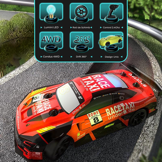 Masina cu telecomanda RC Timebox, 30km/h, 1:20, Drift car, lumini LED, Rosu