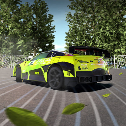 Masina cu telecomanda RC, Timebox, Drift car, 30km/h, lumini LED, cauciucuri interschimbabile, 1 baterie tip acumulator inclusa, 1:20, Pentru copii si adulti, Verde Lime