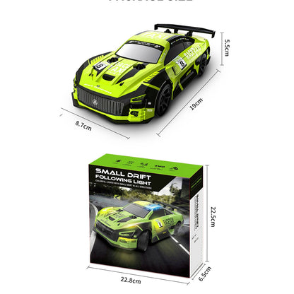 Masina cu telecomanda RC, Timebox, Drift car, 30km/h, lumini LED, cauciucuri interschimbabile, 1 baterie tip acumulator inclusa, 1:20, Pentru copii si adulti, Verde Lime