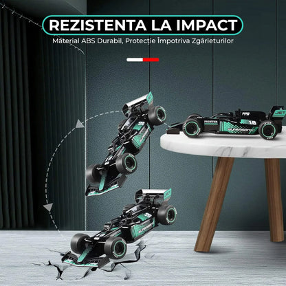 Masina cu telecomanda F1 curse RC, Timebox, Drift car, 10km/h, Lumini LED si efect pulverizare, 1:18 jucarie pentru copii 6-13 ani, Negru/Albastru - 221.ro