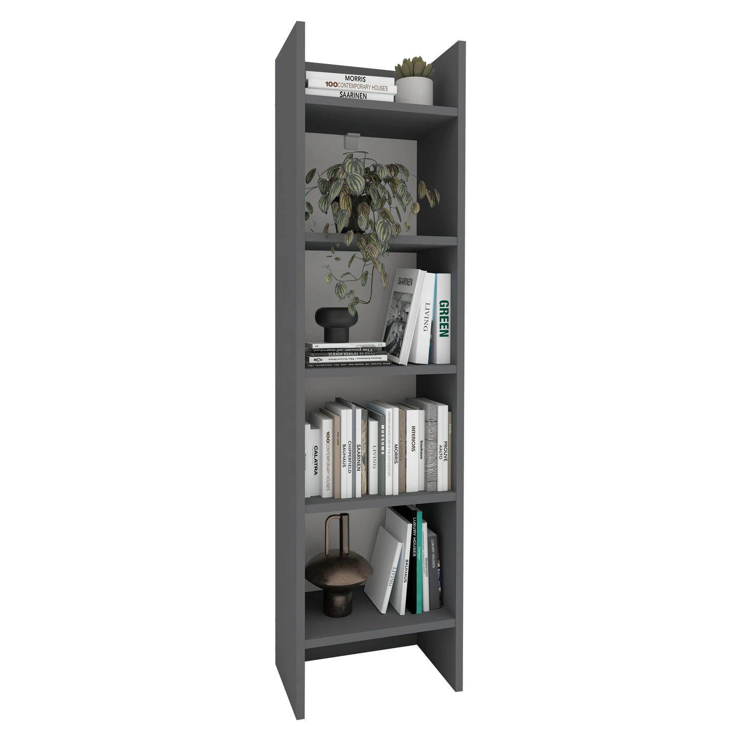 Biblioteca Neda, 5  Polite, Antracit, 53 x 35 x 198 cm