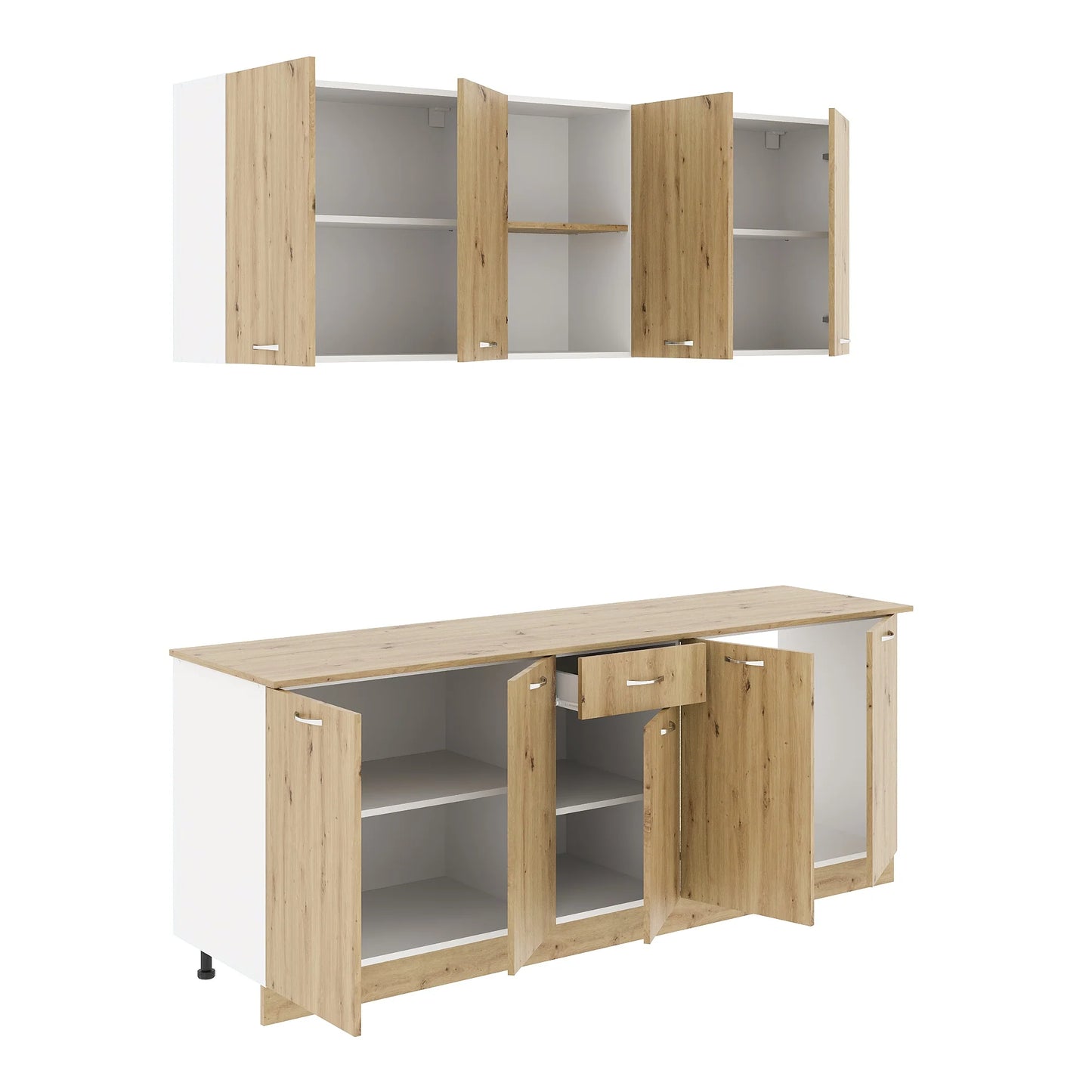 Set Bucatarie haaus Nisa, Stejar Artisan/Alb, L 200 cm