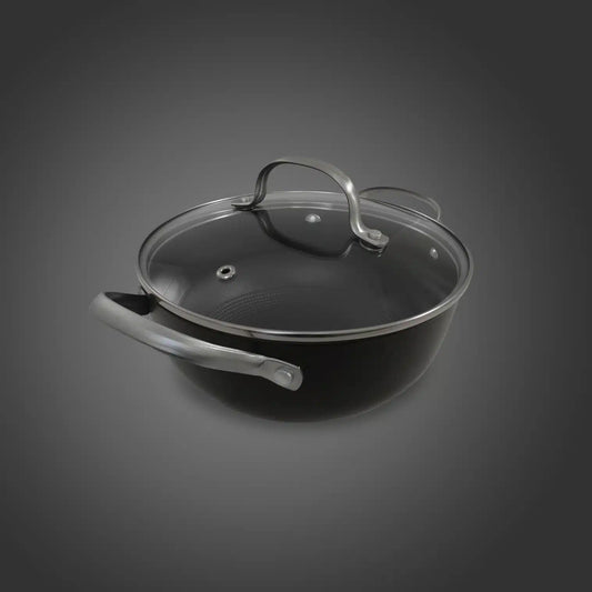 Cratita din fonta tip fagure cu capac de sticla OTI, diametru 20cm, capacitate 2l 181653 / OTI 0014