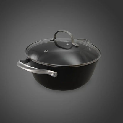 Cratita din fonta tip fagure cu capac de sticla OTI, diametru 24cm, capacitate 3.5L 181654 / OTI 0015