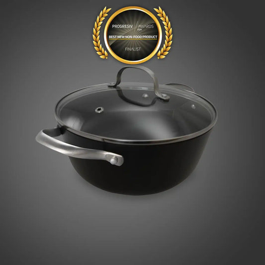 Cratita din fonta tip fagure cu capac de sticla OTI, diametru 24cm, capacitate 3.5L 181654 / OTI 0015