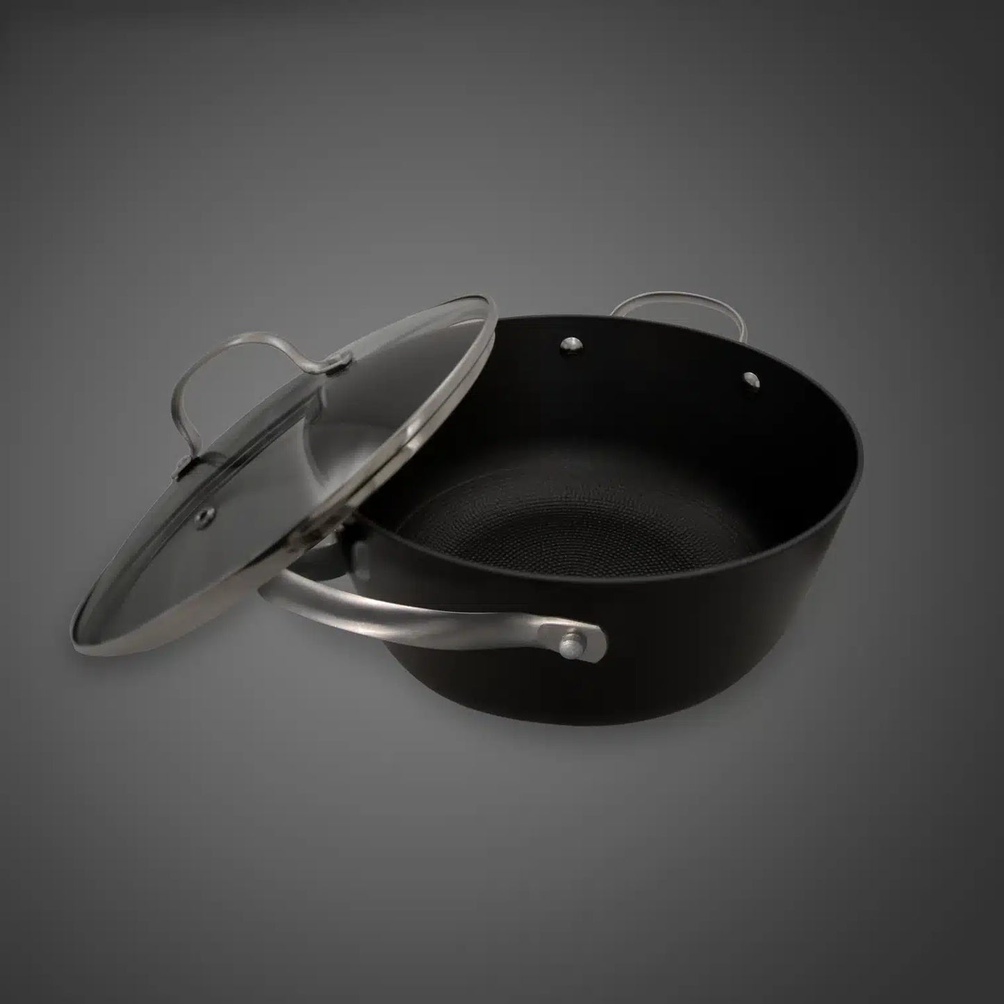 Cratita din fonta tip fagure cu capac de sticla OTI, diametru 24cm, capacitate 3.5L 181654 / OTI 0015