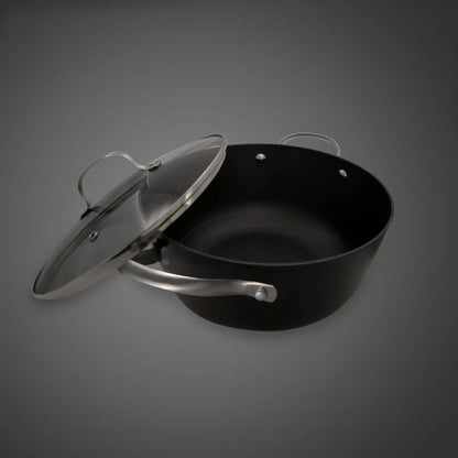 Cratita din fonta tip fagure cu capac de sticla OTI, diametru 24cm, capacitate 3.5L 181654 / OTI 0015