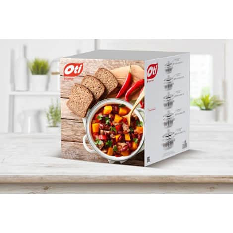 Set 5 oale emailate si capace din sticla OTI, diametre 16/18/20/22/24 / OTI 0017