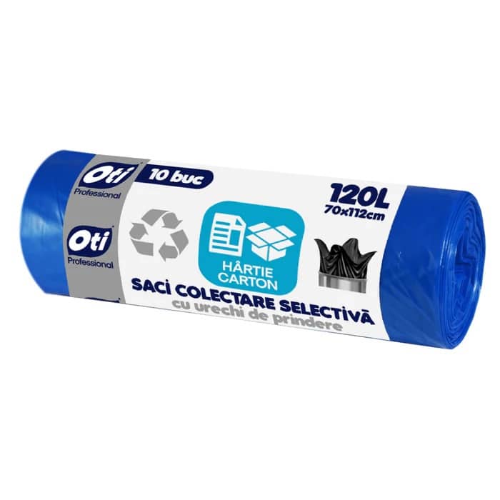 Saci menajeri pentru colectarea selectiva, hartie-carton, 120l, 10buc albastru OTI / OTI021328