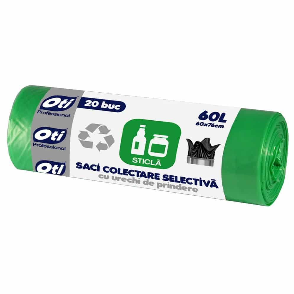 Saci menajeri pentru colectarea selectiva, sticla, 60l, 20buc verde OTI / OTI021489 - 221.ro