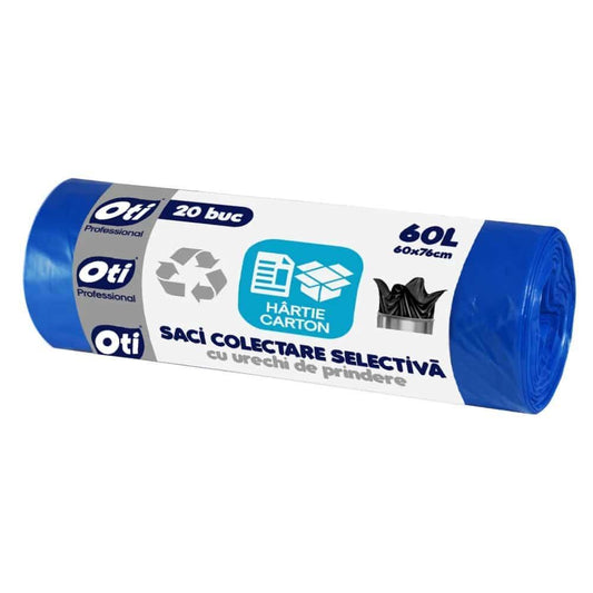 Saci menajeri pentru colectarea selectiva, hartie-carton, 60l, 20buc albastru OTI / OTI021490 - 221.ro