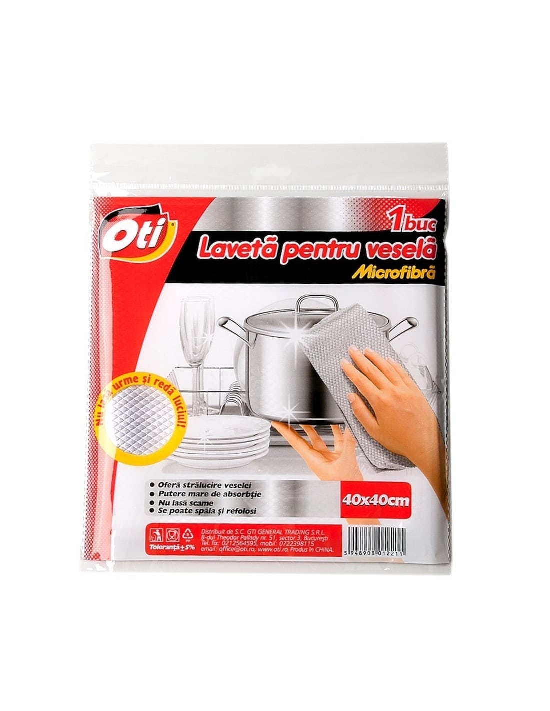 Laveta pentru vesela din microfibra 40x40cm OTI / OTI041221