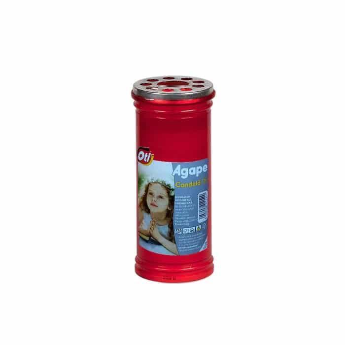 Candelă cu capac anti-vânt, durată ardere 43h, Agape, roșie / OTI131154 - 221.ro