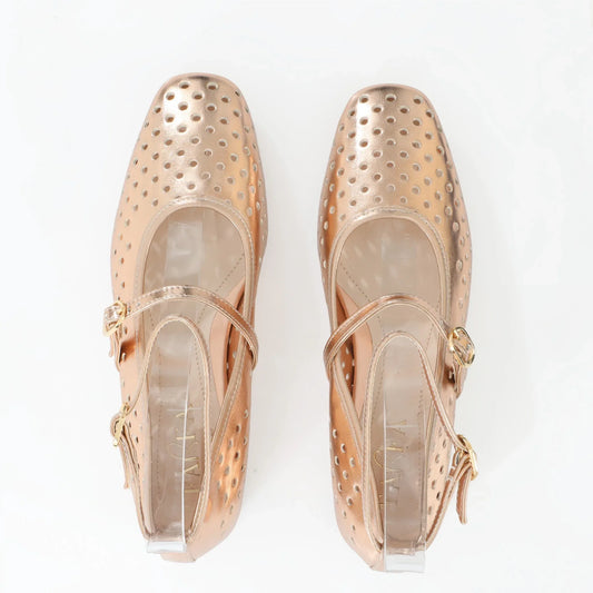 Ballerina Mary Jane Champagne | Perforated Detail