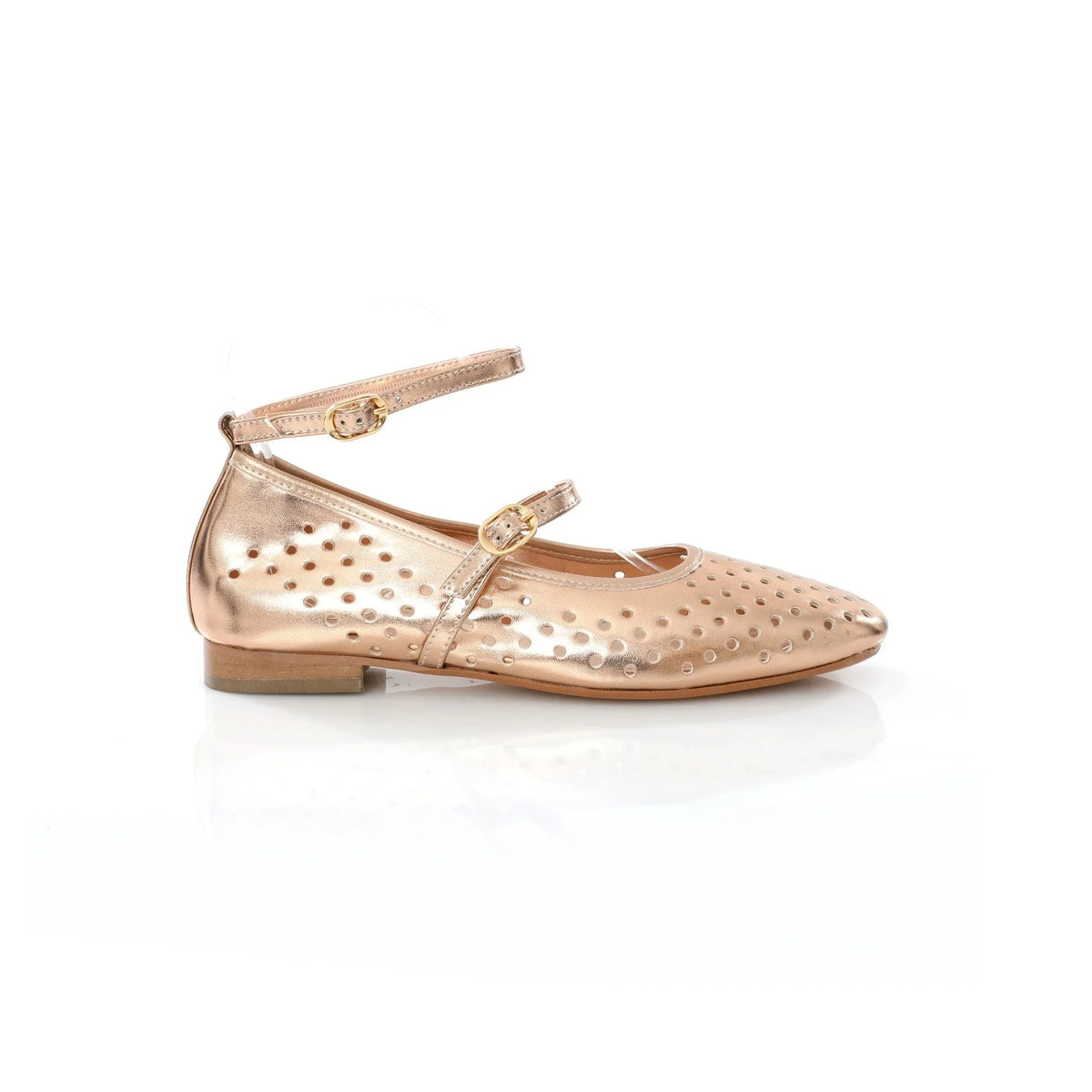 Ballerina Mary Jane Champagne | Perforated Detail