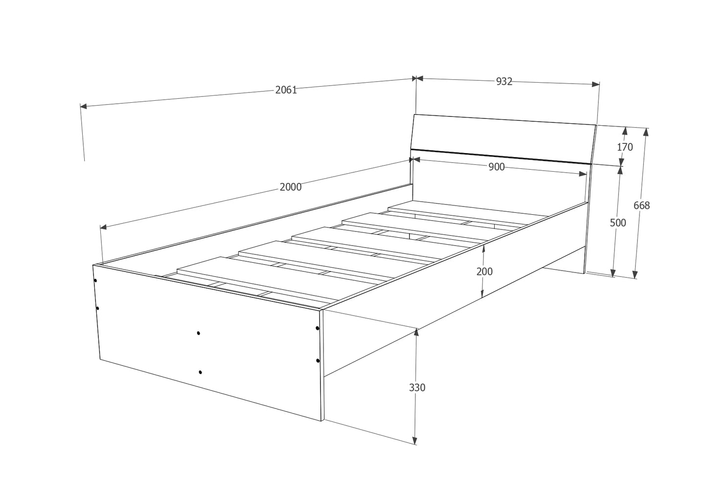 Pat Leco, 200 x 90 cm, saltea spuma inclusa, Alb/Bleu