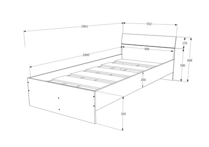 Pat Leco, 200 x 90 cm, saltea spuma inclusa, Alb/Bleu