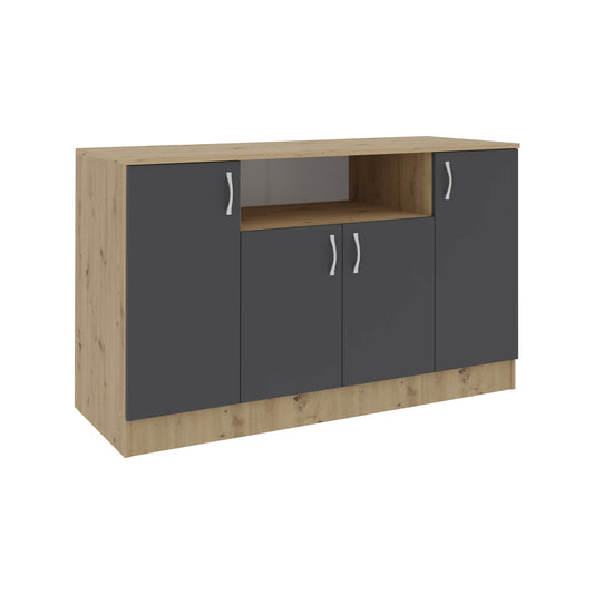 Comoda haaus Pedro, 4 Usi, Stejar Artisan/Antracit, 135 x 50 x 80 cm