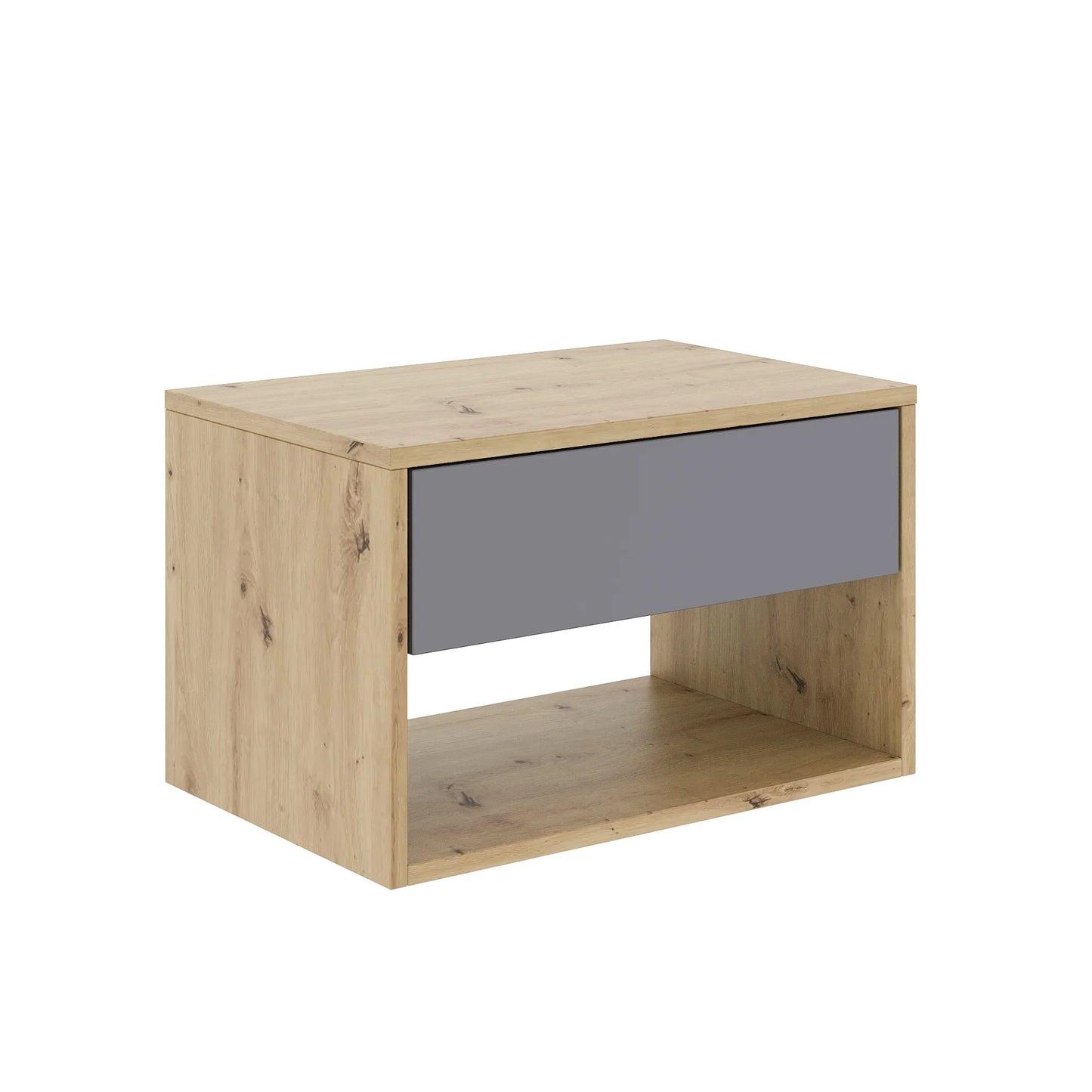 Set 2 Noptiere Pedro, 1 Sertar, Stejar Artisan/Antracit, 53 x 35 x 33 cm