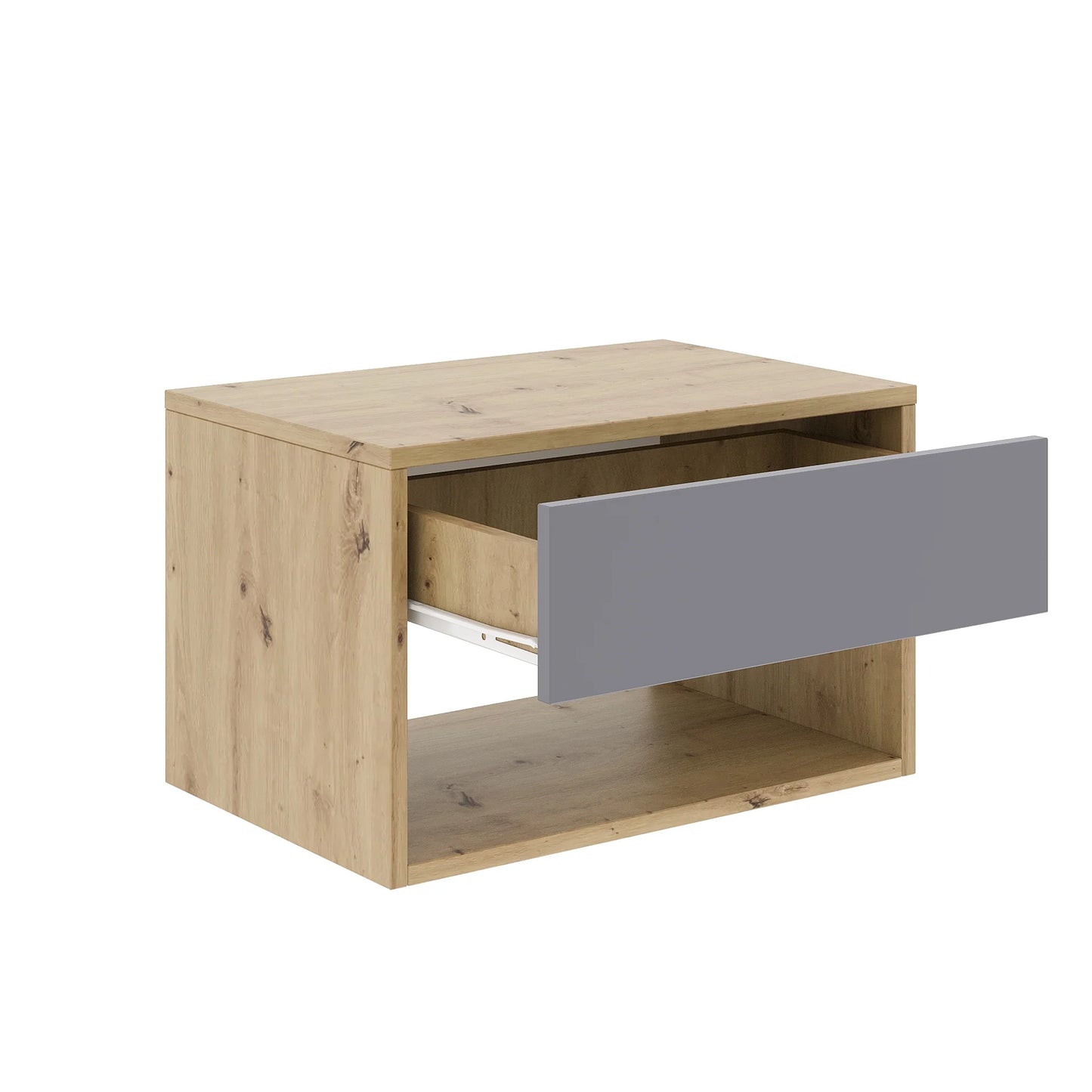 Set 2 Noptiere Pedro, 1 Sertar, Stejar Artisan/Antracit, 53 x 35 x 33 cm