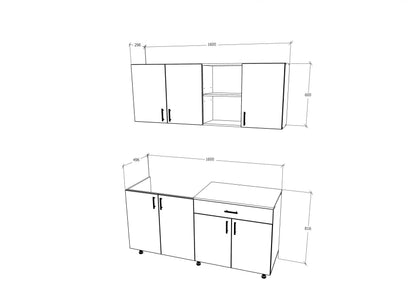 Bucatarie haaus Roma, Lemn Natural/Alb, L 160 cm