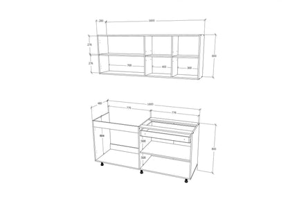 Bucatarie haaus Roma, Lemn Natural/Alb, L 160 cm