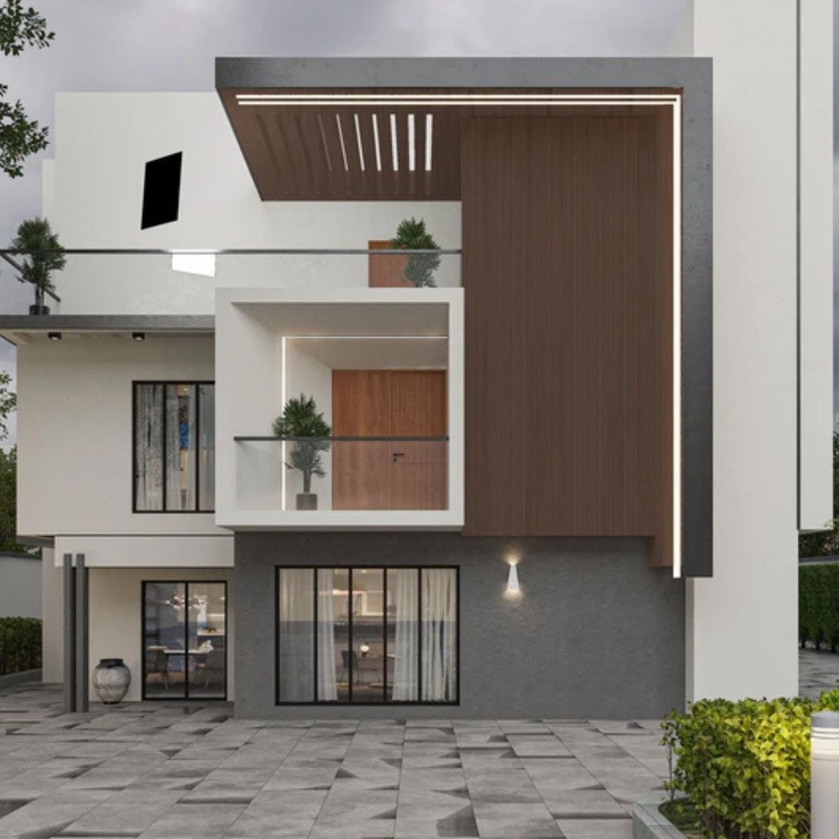 Lambriu decorativ WPC, reliefat, pentru exterior, montaj rapid, rezistenta ridicata, Naimeed D7492, 280x22x2.6cm, Tec