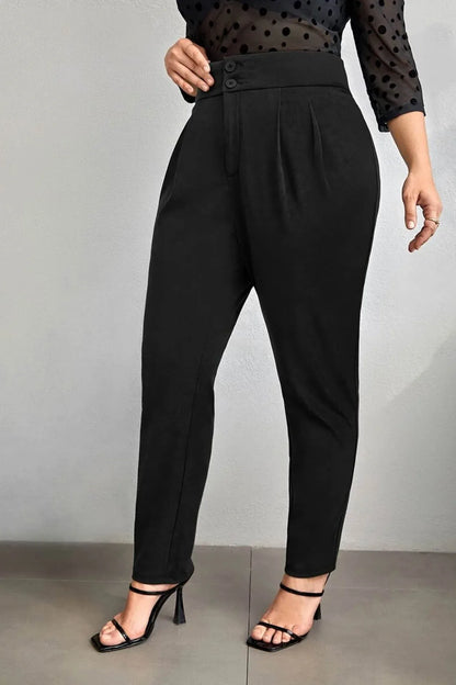Pantaloni dama marimi mari cu nasturi PTS002