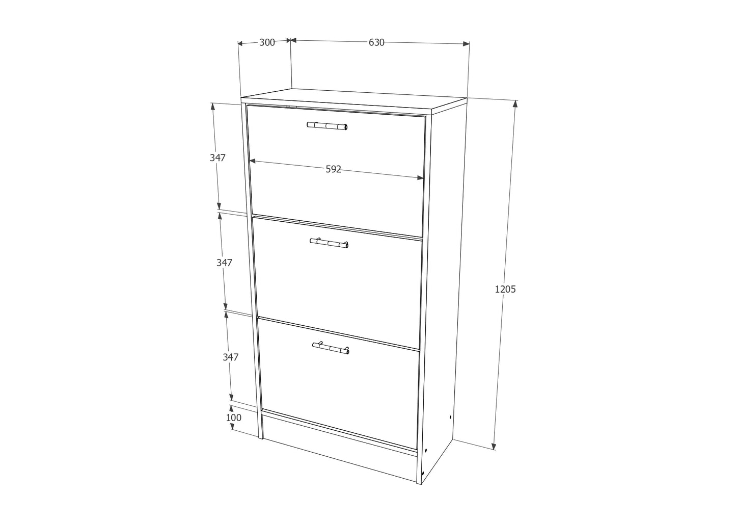 Pantofar Rin, 3 Usi, Stejar Sonoma, 63 x 30 x 120 cm