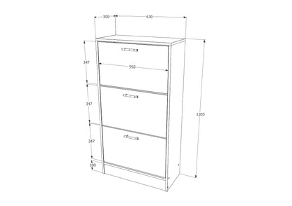 Pantofar Rin, 3 Usi, Stejar Sonoma, 63 x 30 x 120 cm