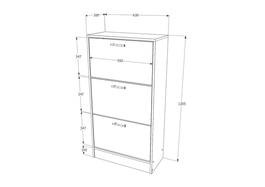 Pantofar Rin, 3 Usi, Stejar Bronz, 63 x 30 x 120 cm