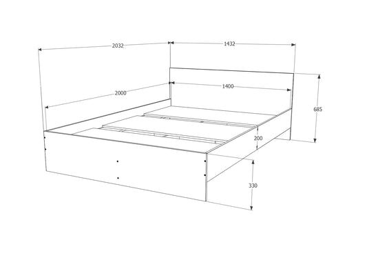Pat Remi, 200 x 140 cm, saltea spuma inclusa, Stejar Bronz