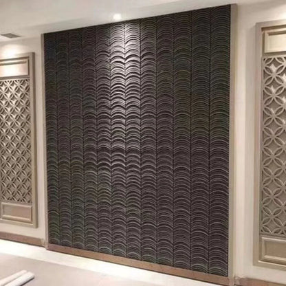 Panou decorativ 3D, efect piatră ondulata, ultraușor, Naimeed D7570, pentru interior și exterior, 123x37x3.5cm, Caramiziu